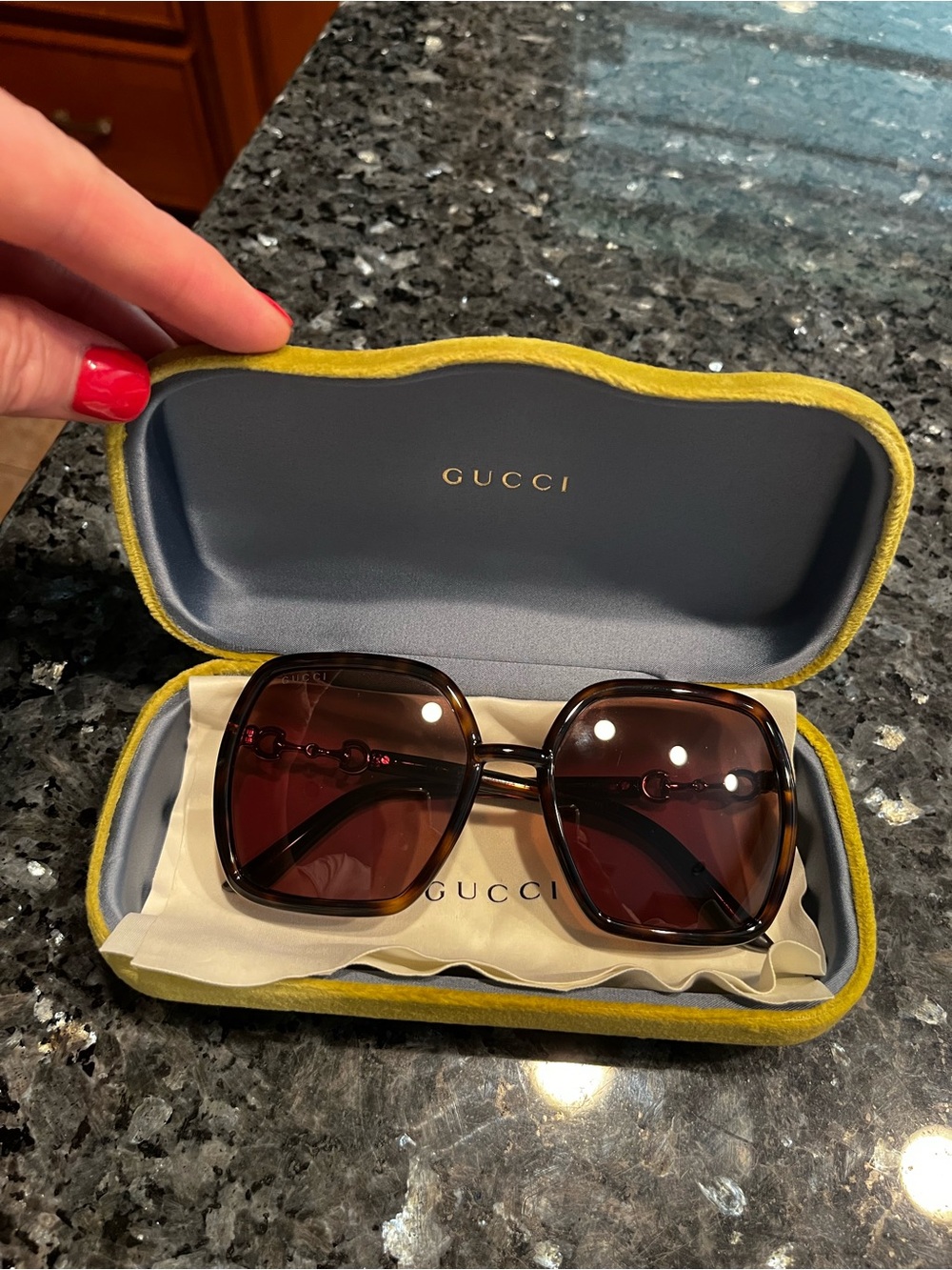 Gucci Women's Oversized Tortoiseshell Brown Gradient Square Sunglasses